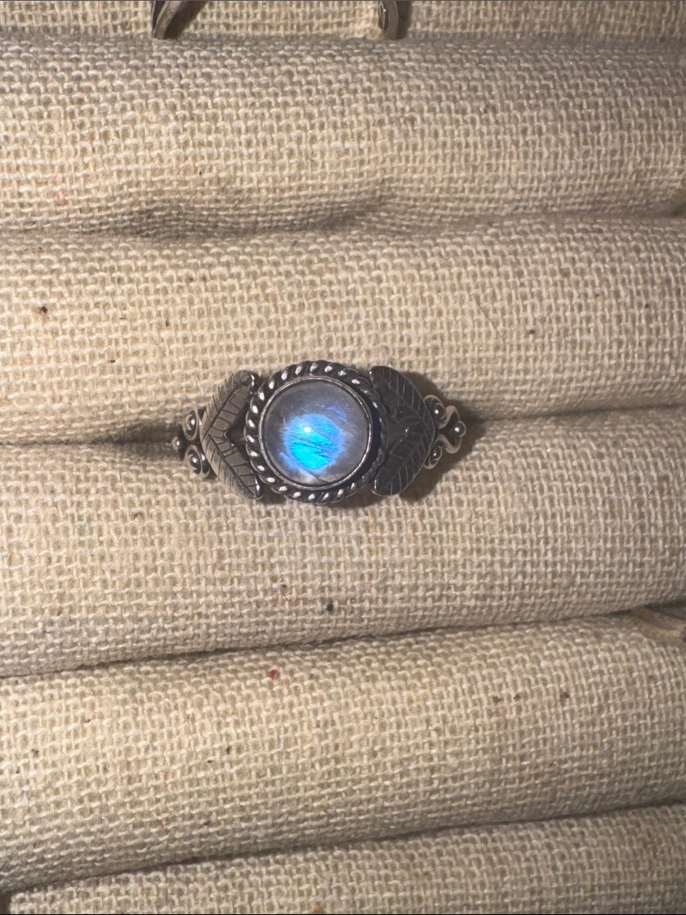 Sterling Silver Moonstone Leaf Ring